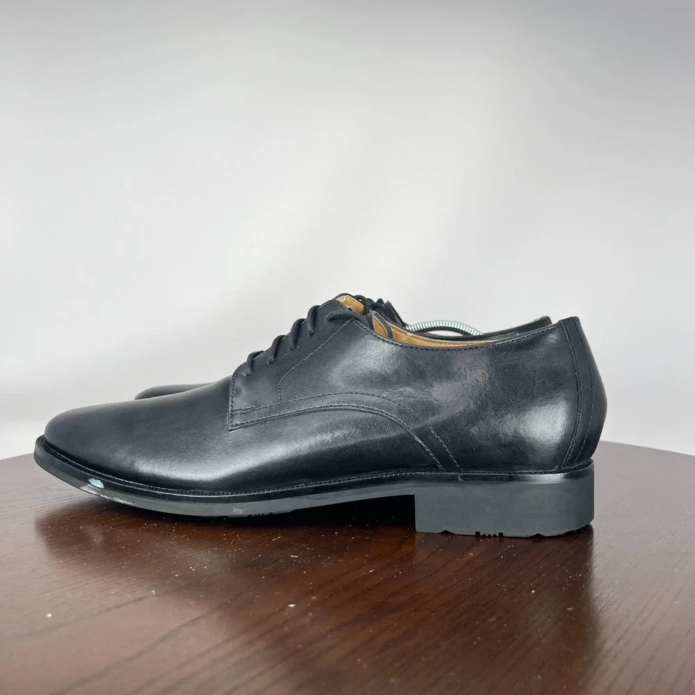 Cole‎ Haan Oxford Shoes Men's 10 M Black Leather Plain Toe Derby Lace Up Dress